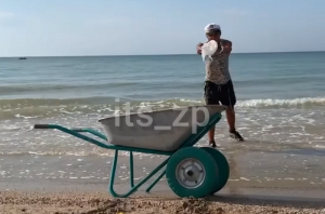 Медуз с пляжей Азовского моря вывозят тележками  (ВИДЕО)
