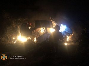После ДТП сгорела Toyota Camry в Запорожской области (ФОТО)