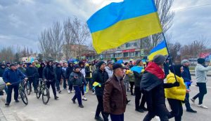 В Мелитополе провели масштабный митинг против оккупантов (ФОТО, ВИДЕО)