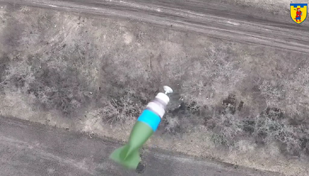Опубліковане відео роботи дрону Бердянського батальйону ТРО по позиціям РФ на Запоріжжі