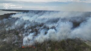 У Запоріжжі дві доби поспіль ліквідовували пожежу на Хортиці (ФОТО, ВІДЕО)