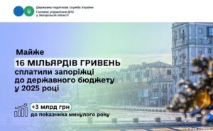 Запоріжці перерахували до держбюджету майже 16 мільярдів гривень за рік