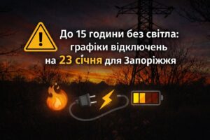 Відключення світла 23 січня у Запоріжжі та області: повний графік по чергах
