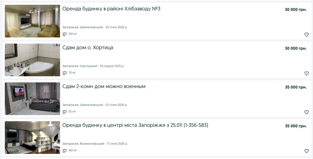 оренда будинку запоріжжя