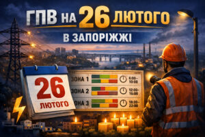 Графіки відключення світла на 26 лютого в Запоріжжі