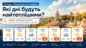 Погода в Запорожье на неделю: какие дни будут самыми тёплыми