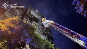 Пожар на 10-м этаже: в Запорожье спасатели вынесли из задымленной квартиры мужчину и собаку (ВИДЕО, ФОТО)
